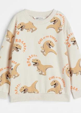 Дитячий джемпер світшот на флісі динозаври h&m для хлопчика 47003