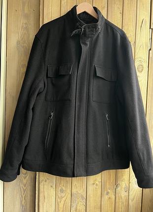 Пальто коротке шерсть темно-синє пальто утеплене