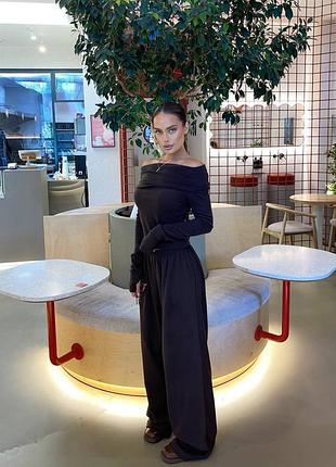 🔸костюм (лонг+палаццо)
▪️модель: bb 1614
▪️ткань: кашемировый трикотаж, туречковина
▪️размер: 42-46 
▪️цвет: черный, молочный, шоколад