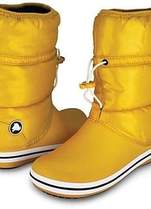 Жовті гумові зимові чоботи crocs