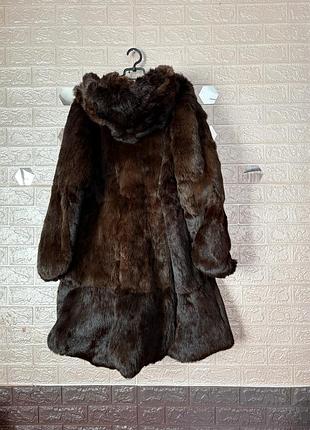 Натуральна кріляча хутряна шуба з капюшоном зимова на перешив з натурального хутра ондатри розмір 48 50 52 натуральне хутро