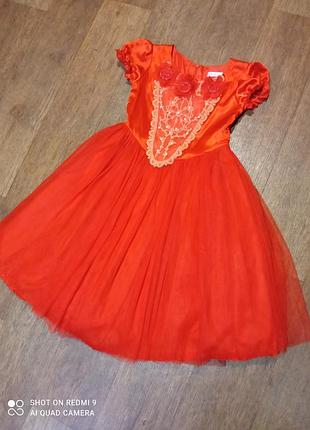 Платье нарядное, красное , длинное , пышная фатиновпя юбка, fashionclassic