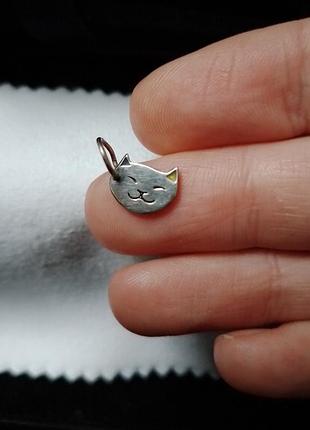 Подвеска кот ушки сине-желтая, кулон серебряный cote&amp;jeunot