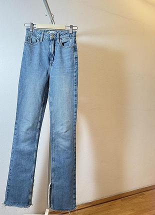 Джинси жіночі подовжені з розрізами знизу zara розмір s