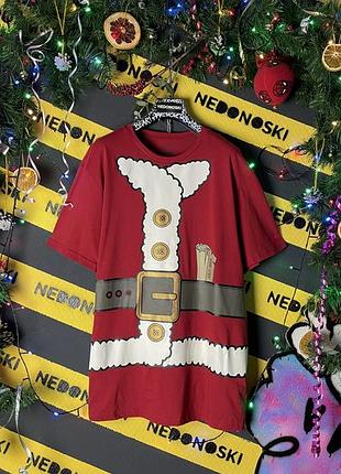 Новорічна різдвяна футболка з принтом костюм санти