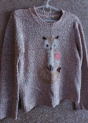 Розовый свитерик с лисичкой для девочки