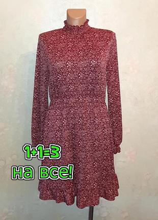 🎁1+1=3 крутое короткое платье платье бордо в принт miss selfridge, размер 46 - 48