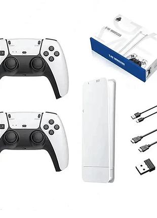 Игровая мини-консоль hdmi m15 game stick 4k 64gb 20000 бесплатных игр + два беспроводных контроллера белая ps1