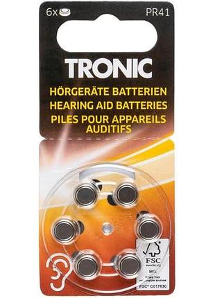 Батарейки для слуховых аппаратов tronic pr41/312 1,45 в 180 ма·ч, zinc-air, 6 шт.