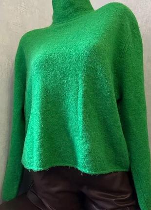 💚 зелений м’який светр zara • oversize • розмір s (підійде і на m)