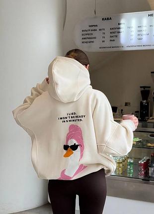 Жіноча тепла флісова кофта худі з малюнком