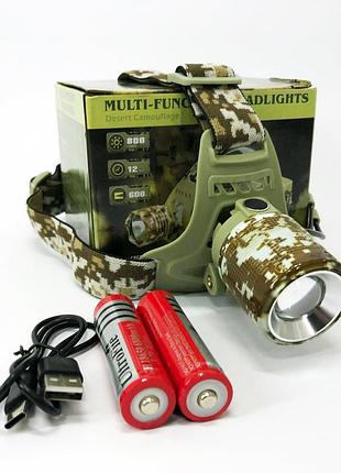 Фонарь налобный аккумуляторный ch-002m-t6, фонарик на голову для работы, надежный налобный фонарь