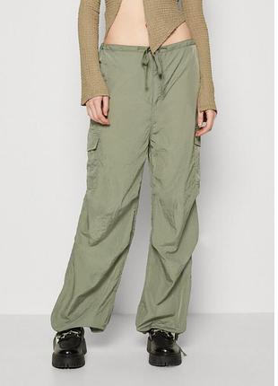 Monki нові штани жіночі карго cargo розмір l -xlхакі олива