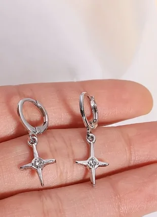 Серебряные серьги крестики 925 проба