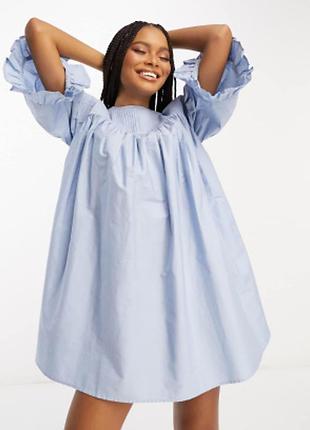 Голубое платье оверсайз, 100% хлопок asos design