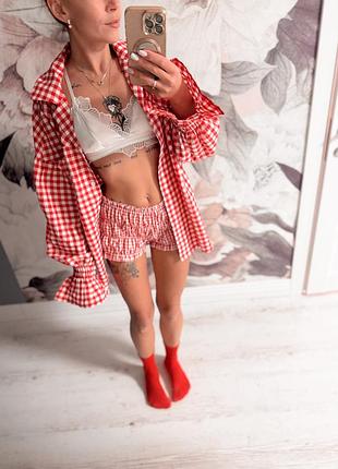 Новорічна піжама з шортиками рюшами