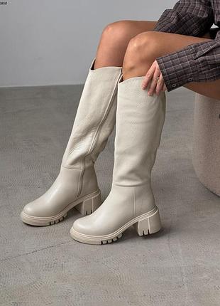 Сапоги, арт. 10850, молочный, натуральная кожа