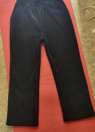 Штаны меховые черные вельветовые велюровые высокая посадка карманы теплые резинка зима евро демисезон прямые ровные мех утепленные очень зимние l xl