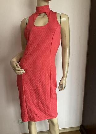 Коралова коктейльна сукня- футляр/ m- l/ brend shap usa