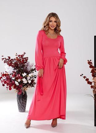 ❤️сукня з поясом та довгим рукавом.  тренд сезона розміри: 42, 44, 46, 48 ✔️тканина: віскоза ✔️колір: рожевий та мокко.