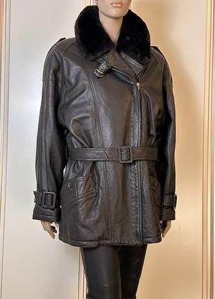 Шкіряна утеплена куртка/косуха