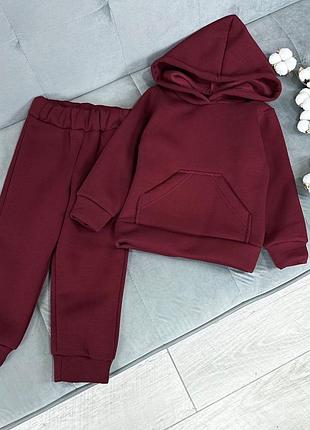 Костюм бордовый, теплый на флисе