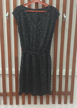 Нежное женское платье черного цвета со звездным принтом от h&amp;m, размер euro 34