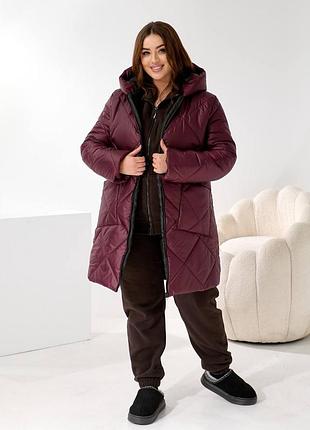 Женская теплая удлиненная зимняя куртка размер с 50 по 64