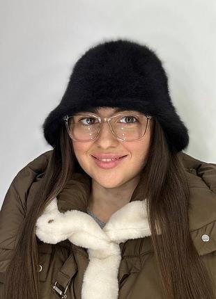 Женская шерстяная ангоровая панама клиш cloudy черная