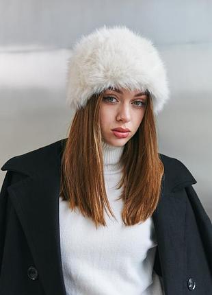 Женская шапка из искусственного меха furglam молочная с подкладом