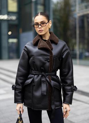 Дубленка женская класса люкс | s, m | искусственный дубляж | стильная зимняя модель