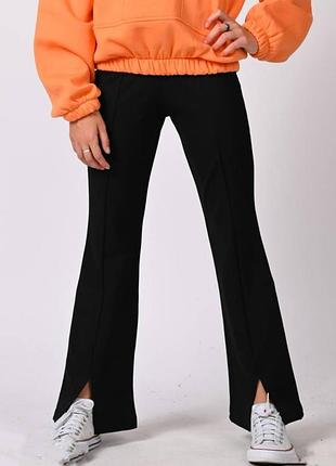 Брюки лосины клеш стрейч с разрезами 128-134р