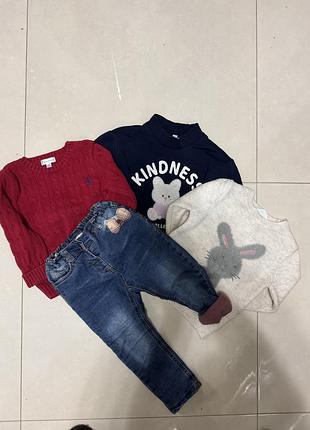 Джинси утеплені та 3 светрика