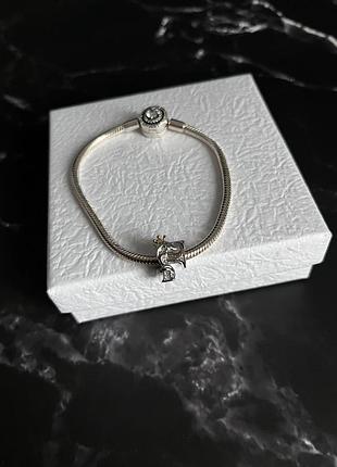 Намистина «літера корона f» срібло, шарм підвіска до браслету пандора
