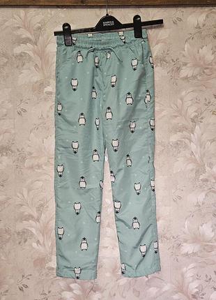 Зимові штани waikiki на дівчинку 7-9, не промокають, на флісі, в пінгвінах