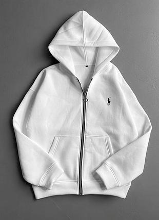 Худи женское / мужское белое с капюшоном оверсайз на флисе теплое осеннее весеннее зимнее