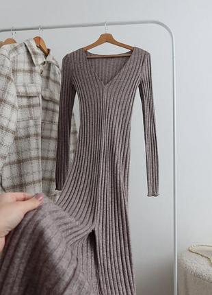 Сукня максі/міді довжини в рубчик, плаття локшина з розрізом zara