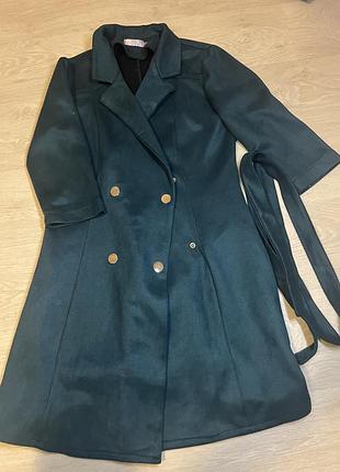 Сукня замш, зелена з поясом, на кнопках