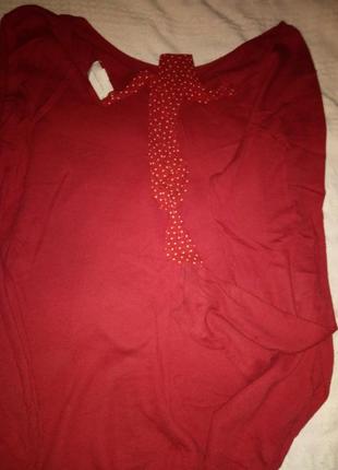 Красивый красный свитерок на завязке свободного кроя4 фото