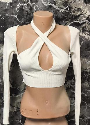 Фирменная кофта топ джемпер свитер гольф белая