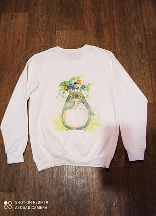 Свитшот, кофта,реглан, худи, с принтом тотторо, миядзаки