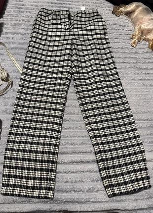 Теплі прямі брюки  в клітинку zara, в складі вовна