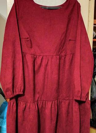 Платье микровельвет бордовое