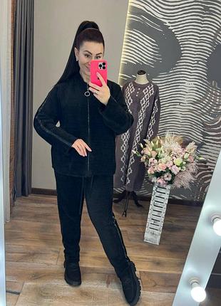 Чорний теплий костюм з альпаки