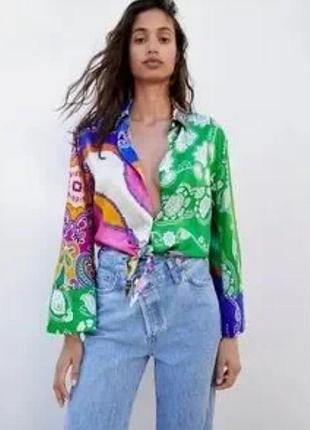 Гарна блуза сорочка на ґудзиках принт с8