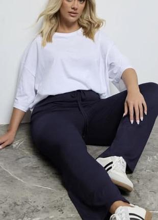 Трикотажные новые широкие брюки палаццо батал р.32