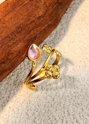 Цветочное кольцо нержавеющая сталь stainless steel