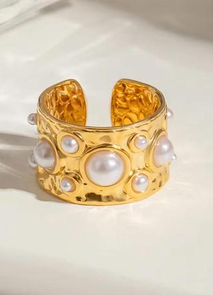 Кольцо со вставками бусинами нержавеющая сталь stainless steel