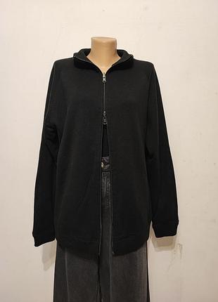 Шерстяная флисовая двухсторонняя зепкофта l xl кофта с замком черная серая