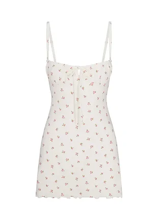Платье мини skims logo pointelle mini dress marble pink rosebud print
